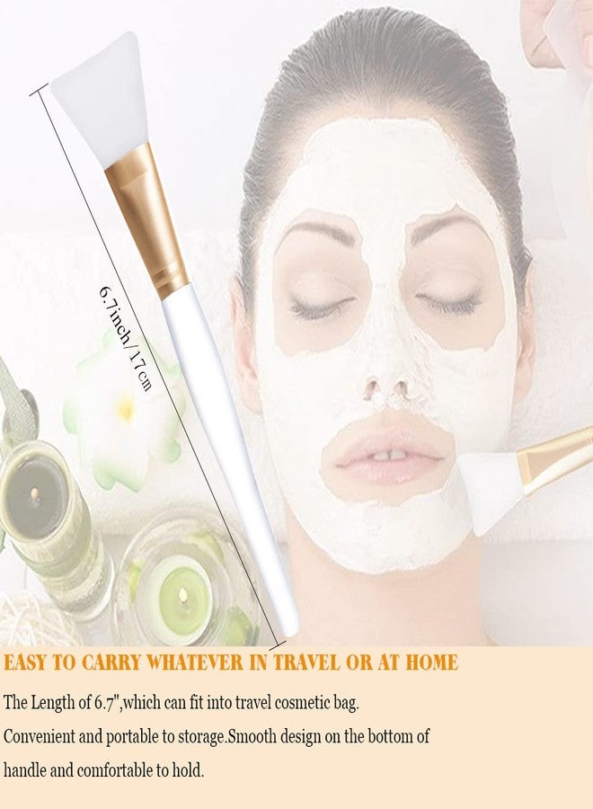 Tegelrying Facial Mask Brush,6 Pieces Soft Face Brushes Mud Mask Applicator Clear Handle for Applying Sleeping Mask,DIY Clay Mask,Body Lotion,Eye Peel Women Girls Makeup Tools,Gold and Silver - Image 2